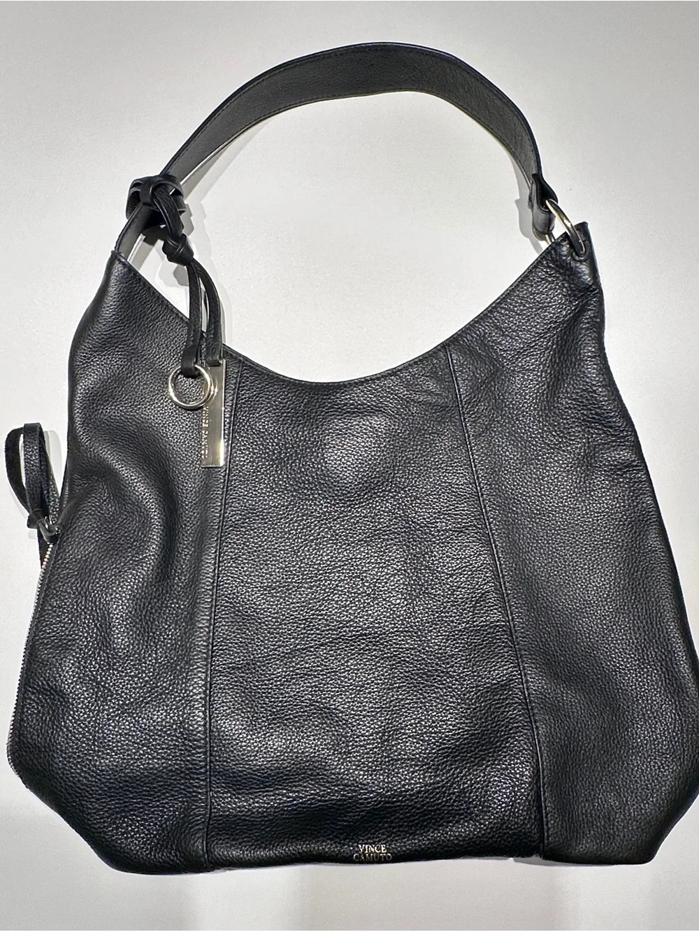 Vince Black Pebbled Leather Hobo/Shoulder Bag